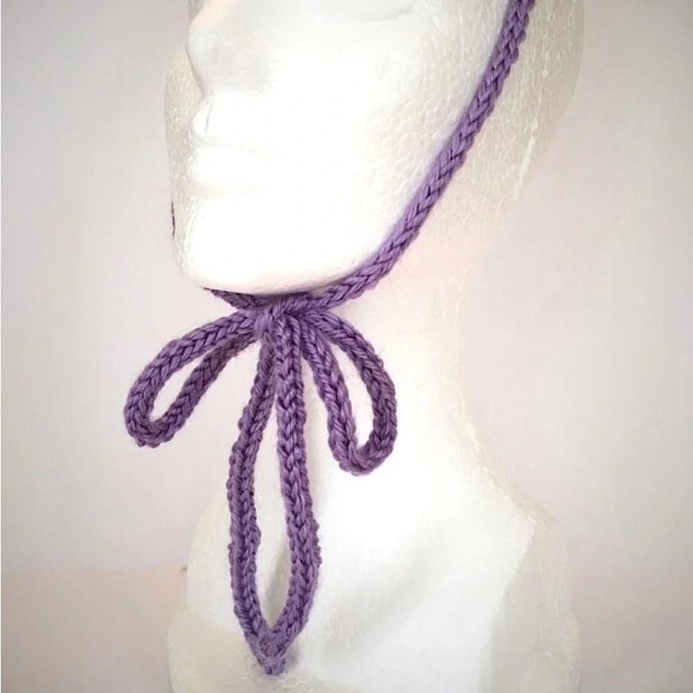NWT Hand Knit Pink and Purple Party Hat with Faux Pearls One Size Fits Most